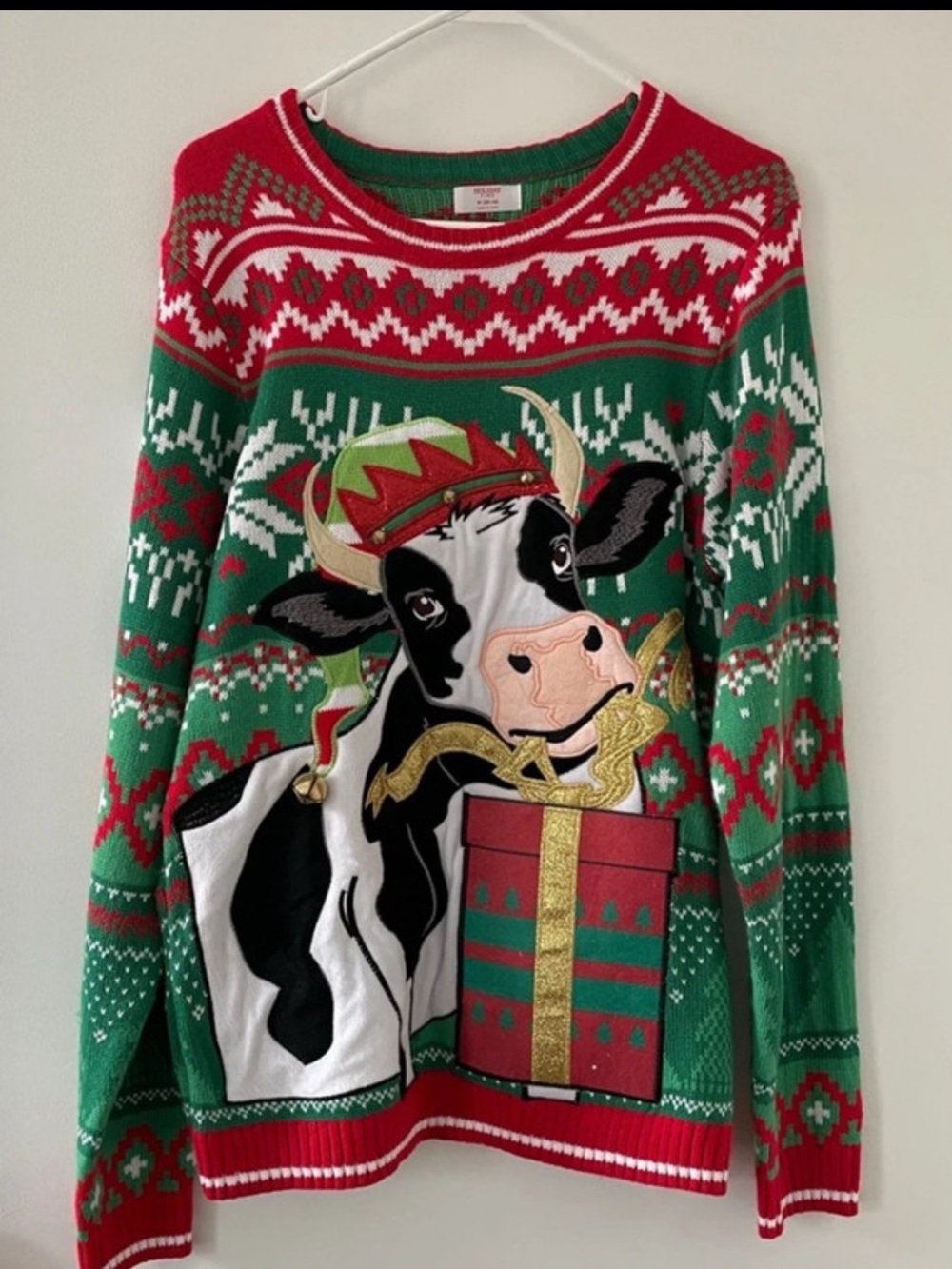 Holiday Time Red, Green and White Festive Knit Sweater M